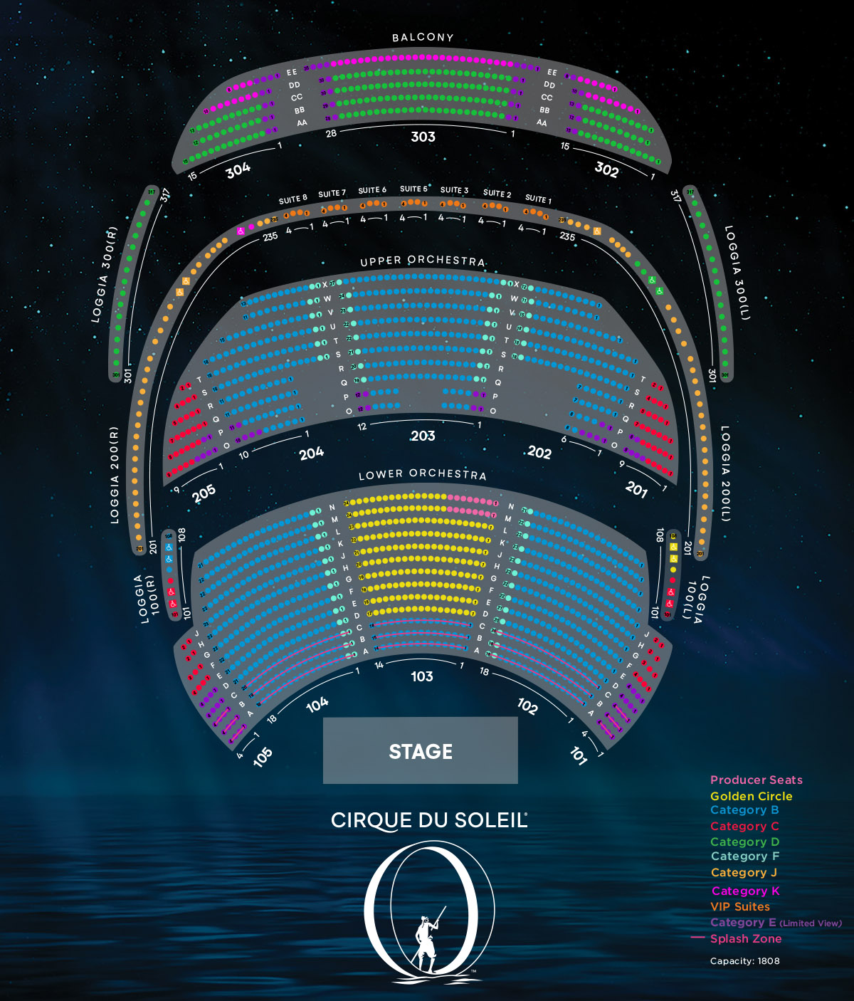 O By Cirque du Soleil Seating Chart